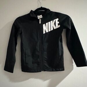 Kids Nike Black Zip Up Track Jacket Athletic Sportswear Size S 4-5 Years